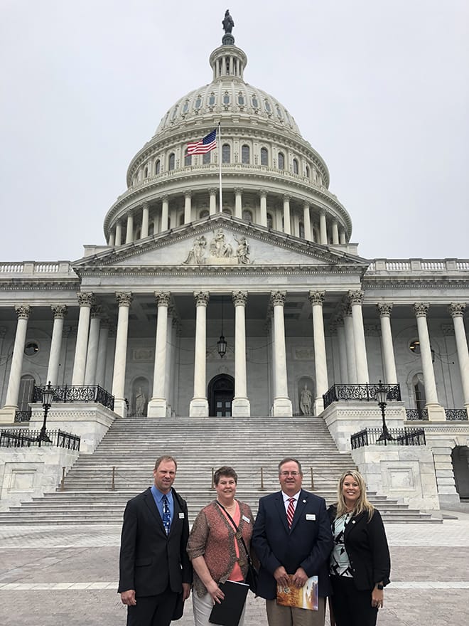 WAWG leaders Jeffrey Shawver, Marci Green, Ben Adams and Michelle Hennings are in DC this week talking to legislators about how important trade is to Washington wheat farmers. They are also urging quick implementation of the 2018 Farm Bill so farmers have some certainty in these uncertain times. Thanks to the National Association of Wheat Growers (NAWG) for bringing the states together to advocate for our industry.