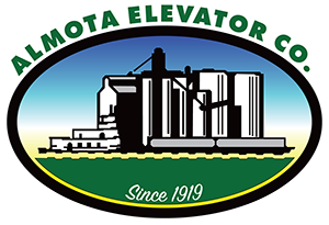 Almota Elevator Co. logo with industrial building