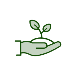 Hand holding small plant sprout icon