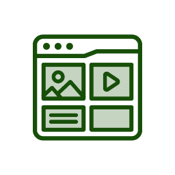 Green webpage layout icon with media elements